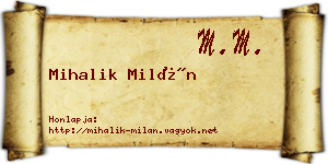 Mihalik Milán névjegykártya