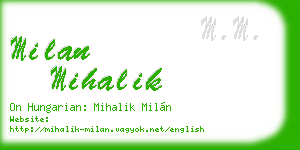 milan mihalik business card