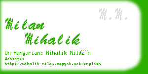 milan mihalik business card